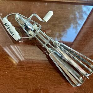 Vintage Robinson Kitchen Stainless Egg Beater Manual Hand MIxer
